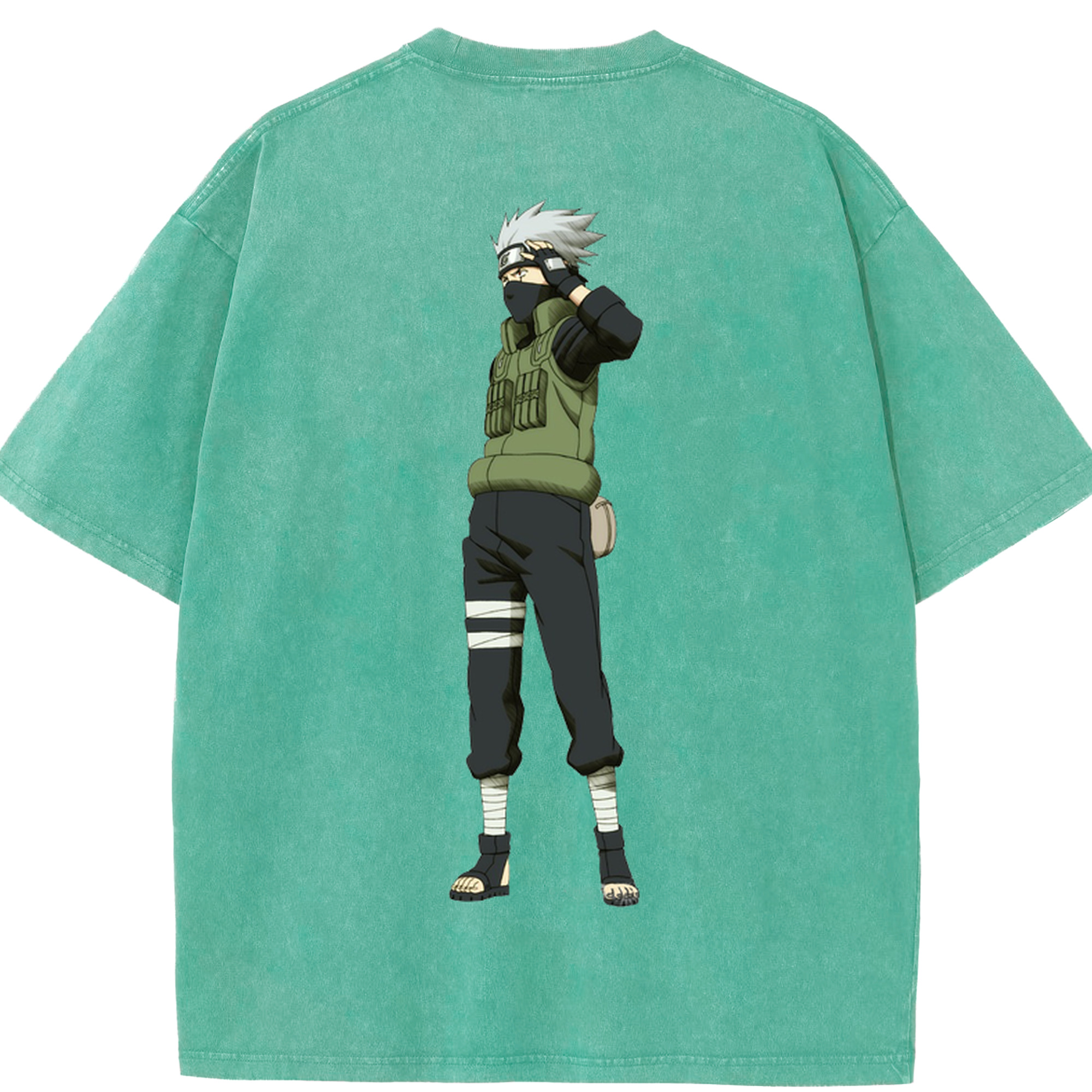 （画像用） NARUTO -ナルト- はたけ カカシ Hatake Kakashi 綿100% ヴィンテージ風 半袖Tシャツ（背面プリント）